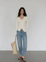 Load image into Gallery viewer, Line Stretch Cardigan in Cream