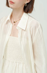 Load image into Gallery viewer, Smocked Cami Jumpsuit + Shirt Set in Cream