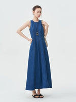 Load image into Gallery viewer, Denim Pocket Maxi Dress in Blue