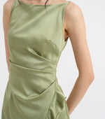 Load image into Gallery viewer, Ruffle Slit Maxi Gown in Green