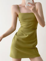 Load image into Gallery viewer, Gathered Mini Dress in Green