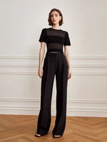 Load image into Gallery viewer, Tencel Sheer Panel Top in Black