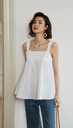 Load image into Gallery viewer, Flare Pleat Babydoll Top in White