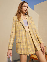 Load image into Gallery viewer, Plaid Mini Wrap Skirt in Yellow