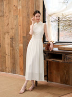 Load image into Gallery viewer, A-Line Flare Cheongsam Dress in Cream