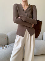 Load image into Gallery viewer, Cross Over Ribbed Top in Brown