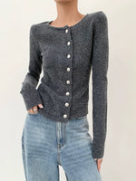 Load image into Gallery viewer, Off Side Button Cardigan in Grey