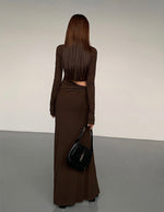 Load image into Gallery viewer, High Neck Side Cutout Maxi Dress in Brown
