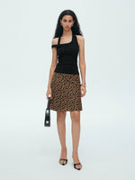 Load image into Gallery viewer, Leopard Print Mid Slip Skirt in Brown