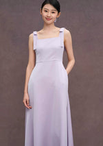 Load image into Gallery viewer, Long Bow Pocket Maxi Gown in Purple
