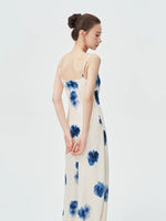 Load image into Gallery viewer, Floral Printed Drape Slip Dress in Cream