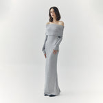 Load image into Gallery viewer, Esme Off Shoulder Maxi Dress in Grey