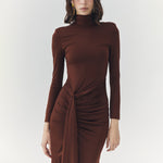 Load image into Gallery viewer, Evangeline Turtleneck Maxi Dress in Brown