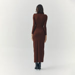 Load image into Gallery viewer, Evangeline Turtleneck Maxi Dress in Brown