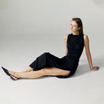 Load image into Gallery viewer, Evel Drape Stretch Dress in Black