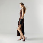 Load image into Gallery viewer, Evel Drape Stretch Dress in Brown