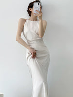 Load image into Gallery viewer, Gathered Flute Hem Dress in Cream