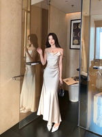 Load image into Gallery viewer, Gathered Cami Satin Gown in Champagne