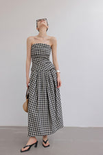 Load image into Gallery viewer, Gingham Bustier Top // Maxi Skirt Set in Black/White