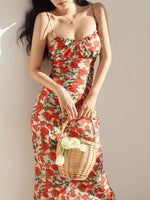 Load image into Gallery viewer, Scarlette Floral Drop Back Maxi Dress in Orange