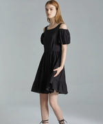 Load image into Gallery viewer, 2-Way Off Shoulder Flare Dress in Black