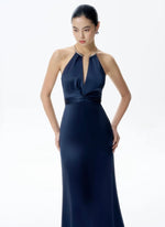 Load image into Gallery viewer, Twist Detail Gown in Navy