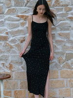 Load image into Gallery viewer, Floral Stretch Maxi Dress in Black