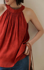 Load image into Gallery viewer, Ribbon Tie Sleeveless Top in Red