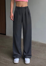 Load image into Gallery viewer, Pin Pocket Straight Leg Trousers in Grey