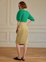Load image into Gallery viewer, Tencel High Waist Wrap Skirt in Khaki