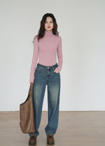 Load image into Gallery viewer, Tencel Line Turtleneck in Pink