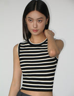 Load image into Gallery viewer, Striped Cropped Knit Tank Top in Black/White