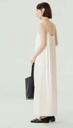 Load image into Gallery viewer, Fine Pleated Cami Maxi Dress in White