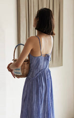 Load image into Gallery viewer, Textured Ruffle Cami Dress in Blue