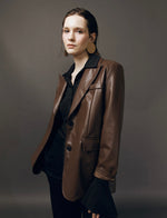 Load image into Gallery viewer, Classic Leather Blazer in Brown