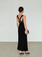 Load image into Gallery viewer, 3-Way Cutout Back Mermaid Dress in Black