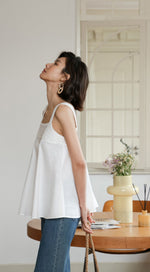 Load image into Gallery viewer, Flare Pleat Babydoll Top in White