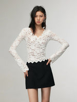 Load image into Gallery viewer, Long Sleeve Lace Top in White