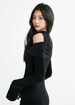 Load image into Gallery viewer, Asymmetric Cutout Maxi Dress in Black