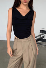 Load image into Gallery viewer, Drape Shirring Top in Black