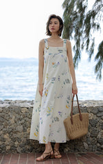 Load image into Gallery viewer, Floral Sleeveless Tent Dress in White