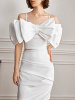 Load image into Gallery viewer, Tailored Gathered Shift Skirt in White