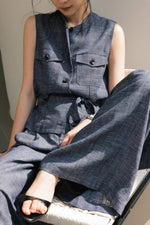 Load image into Gallery viewer, Utility Vest Top // Trousers in Blue Set