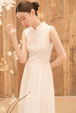 Load image into Gallery viewer, A-Line Flare Cheongsam Dress in Cream