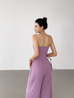 Load image into Gallery viewer, Bustier Stretch Maxi Jumpsuit in Cream- M