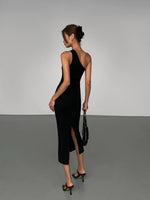 Load image into Gallery viewer, Toga Bodycon Midi Dress in Black