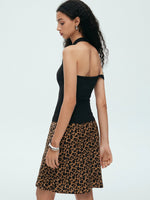 Load image into Gallery viewer, Leopard Print Mid Slip Skirt in Brown