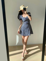 Load image into Gallery viewer, Floral Sweetheart Mini Dress in Blue