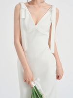 Load image into Gallery viewer, Drop Back Long Bow Gown in White