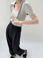 Load image into Gallery viewer, Wide Rib Collar Top in Green